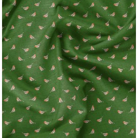 Soimoi Green Velvet Fabric American Robin Bird Print Fabric by The Yard 58 Inch Wide