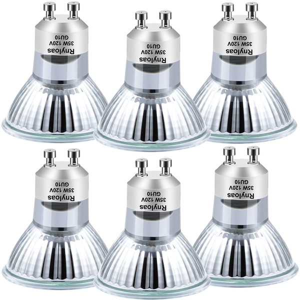 gu10+c 120v 35w Halogen Light Bulbs, Warm White gu10 Dimmable, High CRI100 gu10 Bulb for Track Light Bulbs, Range Hood Light Bulbs, gu10 Base, Pack of 6 MR16 gu10