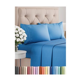 Full Size 4 Piece Sheet Set - Comfy Breathable & Cooling Bed Sheets Set - Hotel Luxury Bedding for Women, Men, Kids, Teens, Boys & Girls - Deep Pockets, Soft and Wrinkle Free - Oeko-Tex - Royal Blue