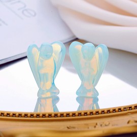 XIANNVXI Opal Crystal Angel Figurine Decor Healing Crystals Gemstones Polished Stones Statue Reiki 1.5" Guardian Angels Ornament for Desk Office Room Decorations