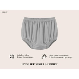 EEOST Adult Diaper Cover for Incontinence Noiseless Leak-Protection Underwear Plastic Pants Over Diapers Waterproof Rubber Pants (Gray, 5XL(Men Size))