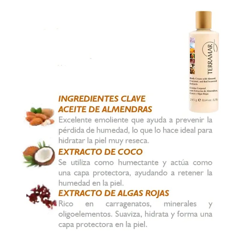 Crema Corporal Humectante Coco Almendra Algas Terramar 245