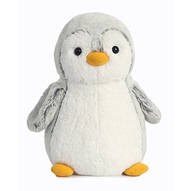 Aurora® Playful Pompom Penguin™ Stuffed Animal - Vibrant Companions - Endless Fun - Gray 11.5 Inches