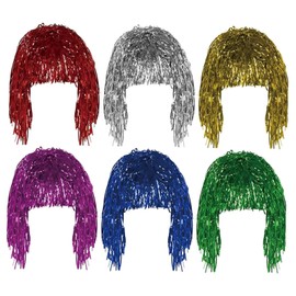 6PCS Hair Tinsel, Party Wigs, Tinsel Wig, Colorful Shiny Photo Props, for Neon Party Masquerade Ball Men and Women Role-Playing Wig Party（Multicolor）
