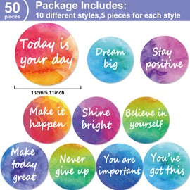 50pcs Positive Sayings Accents Watercolor Motivational Classroom Cutouts Decors Growth Mindset Chips Inspirational Quotes Bulletin Board Class Door Decorations