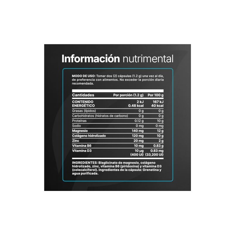 Life Bisglicinato Magnesio Cápsulas 1200mg Por Porción Alta Absorción Bis