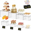 8 Pcs Clear Acrylic Buffet Risers with Mini Sign and