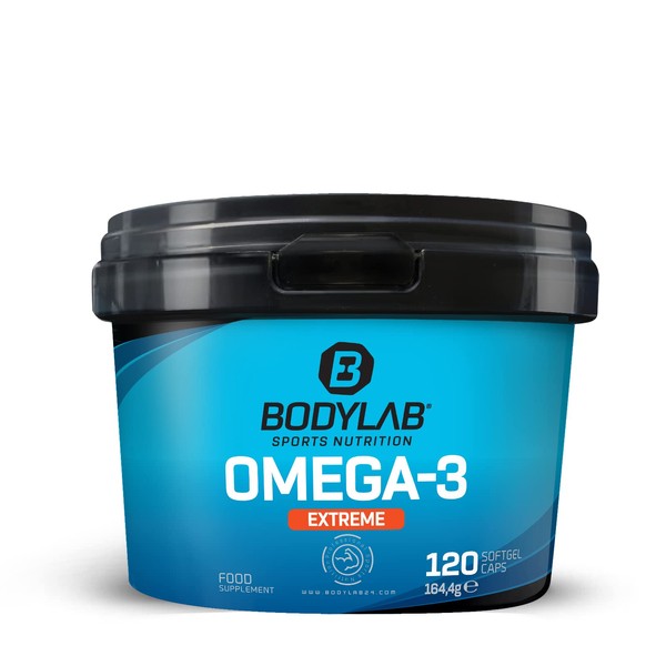Bodylab24 Omega-3 Extreme Capsules, Provides 1000 mg Eicosapentaenoic Acid (EPA) and 500 mg Docosahexaenoic Acid (DHA), with Valuable Fatty Acids as Triglycerides to Enrich the Daily Diet