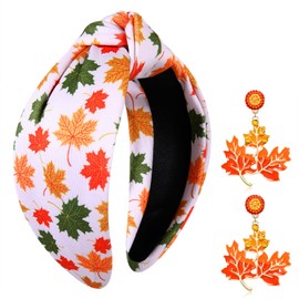 YAHPERN Thanksgiving Fall Headband for Women Cute Turkey Pumpkin Maple Leaf Knotted Headband Autumn Thanksgiving Fall Hair Accessories Outfits Holiday Gifts (Thanksgiving Maple Leaf)