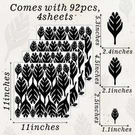 Boho Black Leaves Wall Stickers Plants Tree Leaf Decals Modern Pattern Wall Decal Peel and Stick Botanical Leaf Wall Decals for Kids Girls Boys Babys Bedroom Living Room Nursery Bathroom Decor