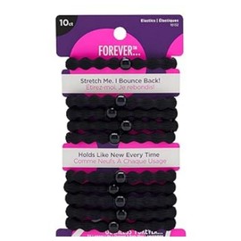 Kusport Non-Porous Stretch Hair Ties - 10 Count, Black, Thick Hair Ties for Medium Hair - Accessories for Women