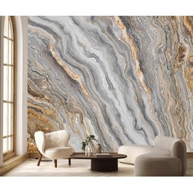 PYFFYP- Gold Marble Wallpaper Abstract Wall murals for Living Room（Not Peel and Stick）