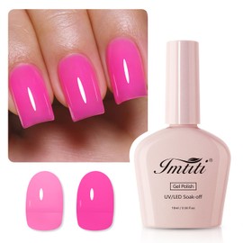 Imtiti Jelly Gel Nail Polish, Hot Pink Sheer Jelly Gel Polish Soak Off UV LED Nail Gel Polish Spring Summer Translucent Gel Polish Nail Art Manicure Salon DIY Design Gel Nail Kit 10ML