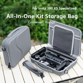 Gaekol Carrying Case for Insta360 X5, Dual Layer Storage Protective Travel Bag for Insta 360 X5 X4 Accessories Organizer Portable Waterproof Large Capacity Handbag with Shoulder Strap
