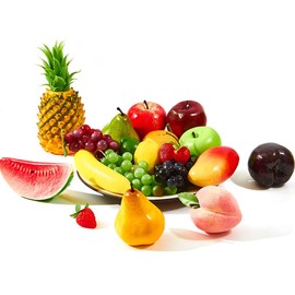 vensovo 20 PCS Faux Fake Fruit Decorations - Realistic Artificial Fruits for Home Kitchen, Plastic Assorted Fruits Great for Photography Prop Wedding Decoration