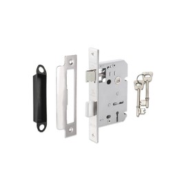 Infinity Decor Heavy Duty Polished Chrome (2.5") 3 Lever Mortice Sash Lock Latch Set with Keys Locking Door Security for Internal or External Doors