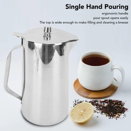 Jarra de agua de 2.0 litros con mango, tetera de metal con jarra de acero inoxidable múltiple tapa de tapa de mango para agua fría, bebidas, frutas y té