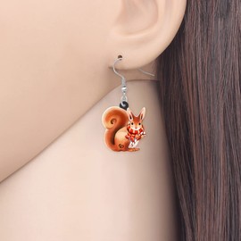 HUAGEO Acrylic Cute Orange Christmas Tree Squirrel Earrings lightweight Jewellery Dangle Fun Ornament For Women Festival Party Charms Gifts (Orange)