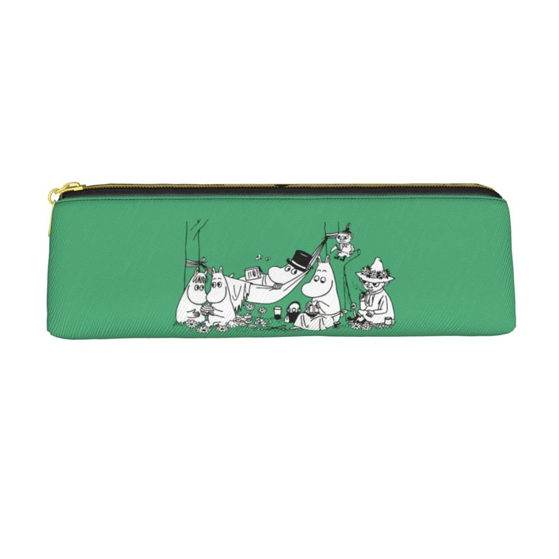 Moomin Pen Case, Large Capacity, Pencil Case, Multi-functional, Stylish, Leather,
