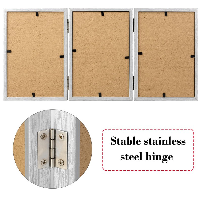 TOFOREVO 5x7 3 Picture Frame Triple Wooden Hinged Photo Frame