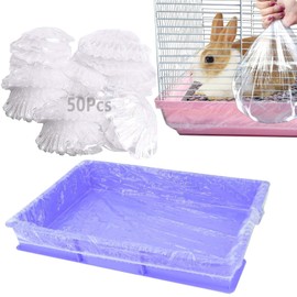 Tfwadmx 50 Pcs Disposable Rabbit Cage Liner, 35"x23" Large Clear Plastic Bunny Cage Tray Liners,Guinea Pig Toilet Film Liner Bag for Ferret,Hamster,Hedgehog,Birds and Small Animals