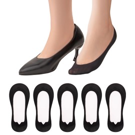 MANZI Invisible No Show Socks Women Ultra Low Cut Footsies Liner Socks 5 Pack Black,S(UK 2-4)