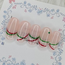 Xmas Line Handmade Nail Tips - Stiletto M / Xmas 라인 수제네일팁 - 스틸레토M