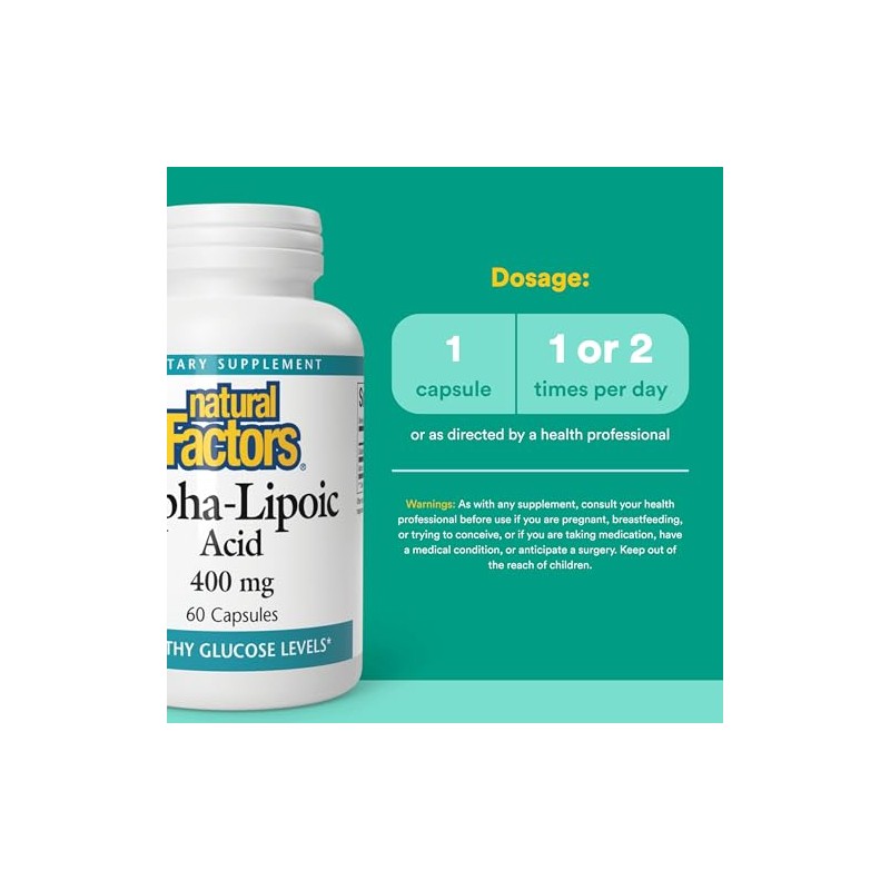 Natural Factors Alpha-Lipoic Acid 400 mg 60 Capsules