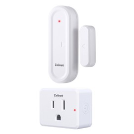 Zoiinet Door Sensor Outlet Plug Kit, Wireless Mini Contact Window Sensor, Group Control Unlimited Devices, No Wiring No WiFi, 130 ft, 15A/1500W, Programmable, for Household Appliances