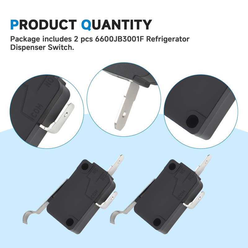 6600JB3001F Refrigerator Dispenser Micro Switch Compatible with LG, 2Pack