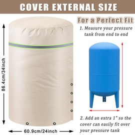 Round Water Pressure Tank Cover (5°F), 24'' Diameter X 34'' Height Heavy Duty Insulated Well Pump Cover with Cold Snap Foil Insulation and Cotton for Yard Outside Winter Freeze Protection (Beige)