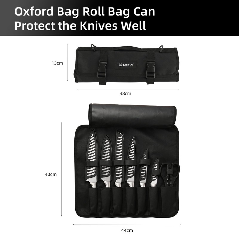 KATISUN Knife Set Roll Bag, 8 Pieces German High Carbon