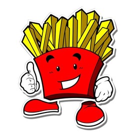 French Fries Cartoon - 5" Vinyl Sticker - for Car Laptop I-Pad - Waterproof Decal