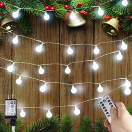 33 Feet 100 Led Globe Ball String Lights, Fairy String Lights Plug in with Remote, Decor for Indoor Outdoor Party Wedding Christmas Tree Garden (White)