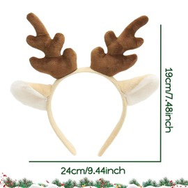 ZEYER Christmas Headband for Women Antlers Headband Brown Deer Ears Head Band Christmas Accessories Holiday Party Decorations Deer Costume for Women 1PCS
