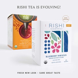 Rishi Tea Blueberry Hibiscus Herbal Tea | Immune System Booster, Organic, Antioxidants, Caffeine-Free, Sweet, Tangy | 15 Sachet Bags, 1.69 oz (Pack of 1)
