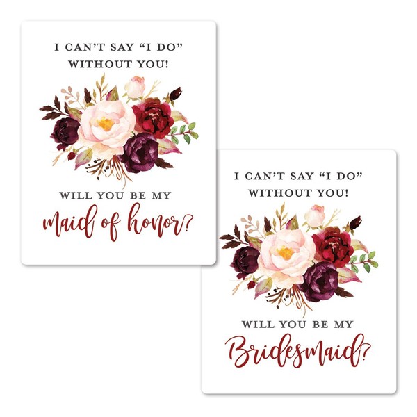 Elegant Floral Bridesmaid Proposal Labels | Will You be My Bridesmaid Wine Labels | Bridesmaid and Maid of Honor Gift Box Labels| I Can’t Say I Do Without You Maid of Honor Labels