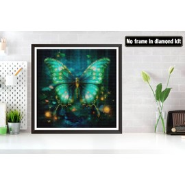 Bimkole DIY 5D Diamond Painting Accessories, Green Butterfly, Animal Diamond Painting Kit, Full Round Drill Painting by Numbers Painting, Embroidery, Cross Stitch Diamond Decoration, 30 x 30 cm