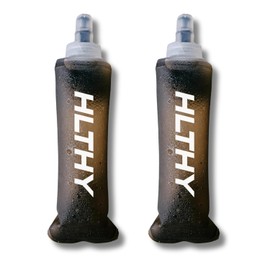 HLTHY Soft Flask Water Bottle for Running - Collapsible for Running Hydration Vest - Foldable Bottle (2 x 250ml)