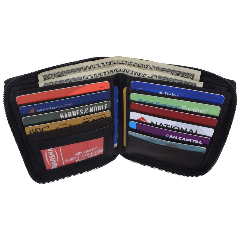 Mens Leather Zippered Wallet style - 702 (Color:Black)
