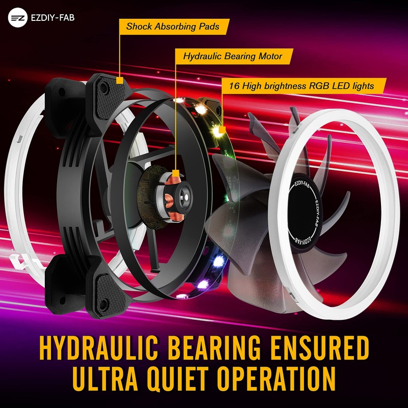 EZDIY-FAB New Dual Ring 120mm RGB LED Case Fans, 5V
