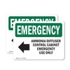 (2 Pack) Ammonia Diffuser Control With Symbol OSHA Emergency Sign