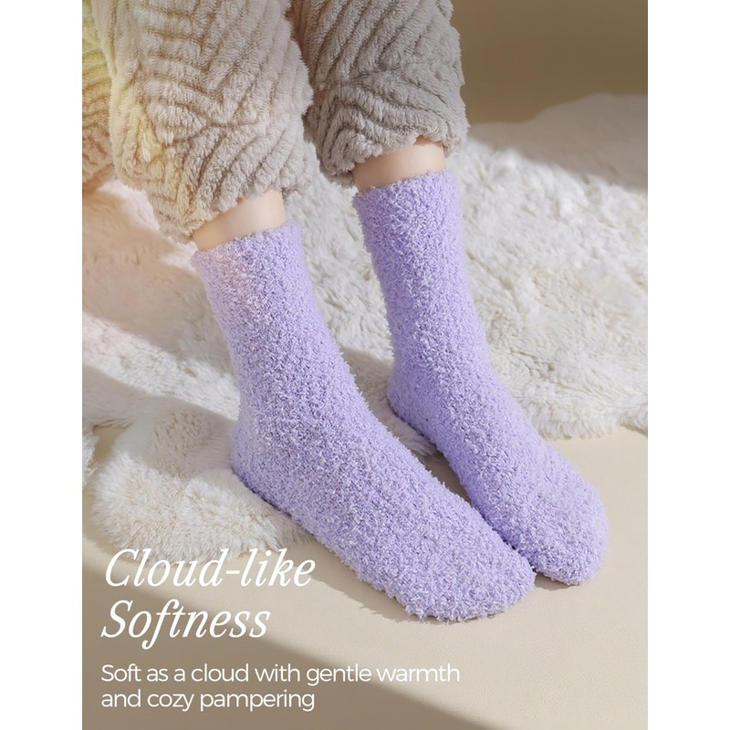 TEHOOK Non-Slip Fuzzy Socks for Women, Soft Cozy Warm Winter
