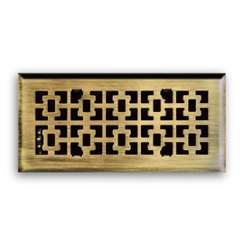 Truaire C166-VAB 04X12(Duct Opening Measurements) Decorative Floor Grille 4-Inch by 12-Inch Vintage Victorian Floor Diffuser, Antique Brass Finish