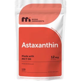Micro Ingredients Astaxanthin 12mg with MCT Oil, 120 Softgels, 4 Month Supply | Premium Astaxanthin Antioxidant Supplements* | Fresh Microalgae Source | Triple Strength, Non-GMO, Gluten Free, No Soy
