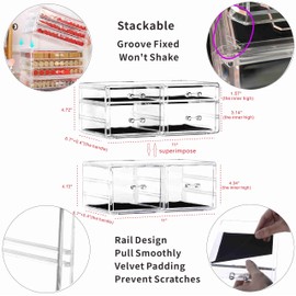 Pack of 2 Clear Stackable Acrylic Storage Containers With 6 Drawers Bathroom Organizers And Storage For Jewelry Hair Accessories Nail Polish Lipstick Make up Marker Pen