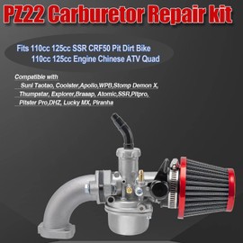 PZ22 Carburetor 22mm carb Air Filter Kit Compatible with 110cc 125cc SSR CRF50 Predators Go Karts Pit Dirt Bike Sunl Taotao Pit bike ATV 4 Stroke Engine Chinese 4 Wheeler Quad Parts