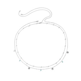 Boho Layered Turquoise Belly Chain Silver Sequins Belly Waist Chains Beads Belt Body Chain Jewelry for Women and Girls