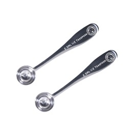 Honey Bear Kitchen 2.5 ml 1/2 Teaspoon Measuring Scoop Spoons, Polished Stainless Steel, Set of 2