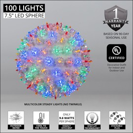 7.5" LED Multi Color Starlight Sphere Hanging Ball Lights Outdoor Light Ball Hanging Christmas Balls Outdoor Sphere Lights